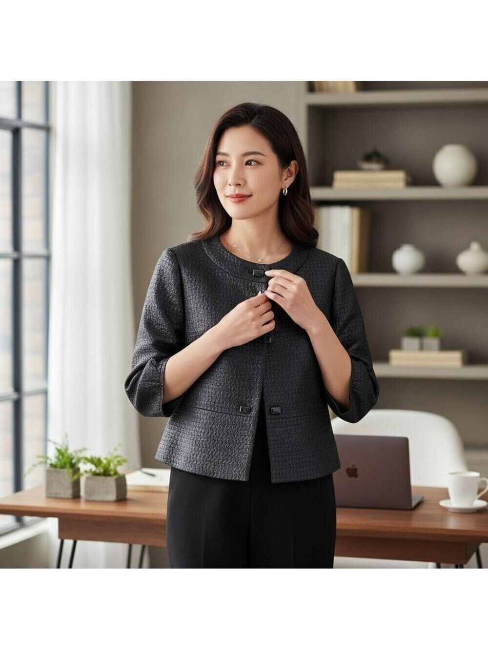 Doncaster Collection Textured Black Jacket – Size 16 – Excellent Condition